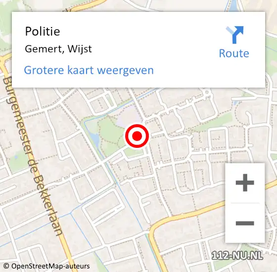 Locatie op kaart van de 112 melding: Politie Gemert, Wijst op 3 september 2024 11:08