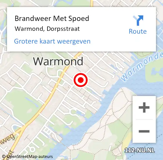 Locatie op kaart van de 112 melding: Brandweer Met Spoed Naar Warmond, Dorpsstraat op 3 september 2024 11:21