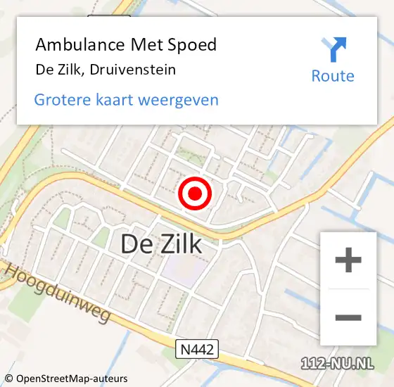 Locatie op kaart van de 112 melding: Ambulance Met Spoed Naar De Zilk, Druivenstein op 18 oktober 2014 19:26