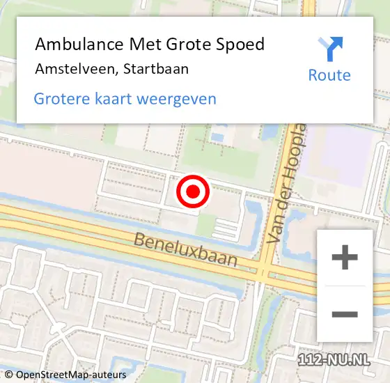 Locatie op kaart van de 112 melding: Ambulance Met Grote Spoed Naar Amstelveen, Startbaan op 3 september 2024 11:37