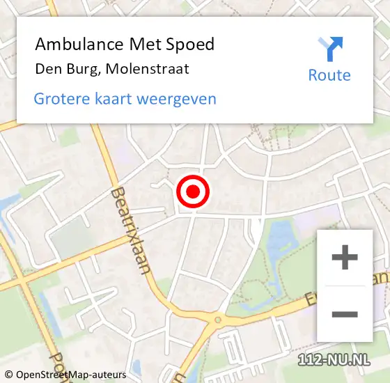 Locatie op kaart van de 112 melding: Ambulance Met Spoed Naar Den Burg, Molenstraat op 3 september 2024 11:48