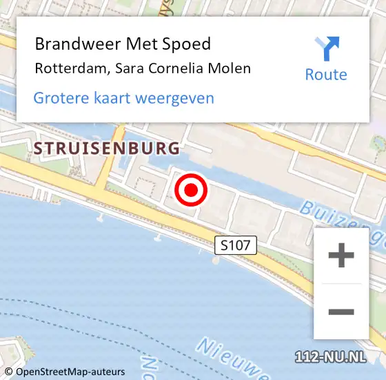 Locatie op kaart van de 112 melding: Brandweer Met Spoed Naar Rotterdam, Sara Cornelia Molen op 3 september 2024 12:10