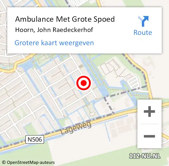 Locatie op kaart van de 112 melding: Ambulance Met Grote Spoed Naar Hoorn, John Raedeckerhof op 3 september 2024 12:24