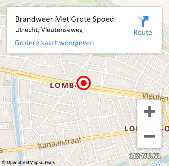 Locatie op kaart van de 112 melding: Brandweer Met Grote Spoed Naar Utrecht, Vleutenseweg op 3 september 2024 12:39