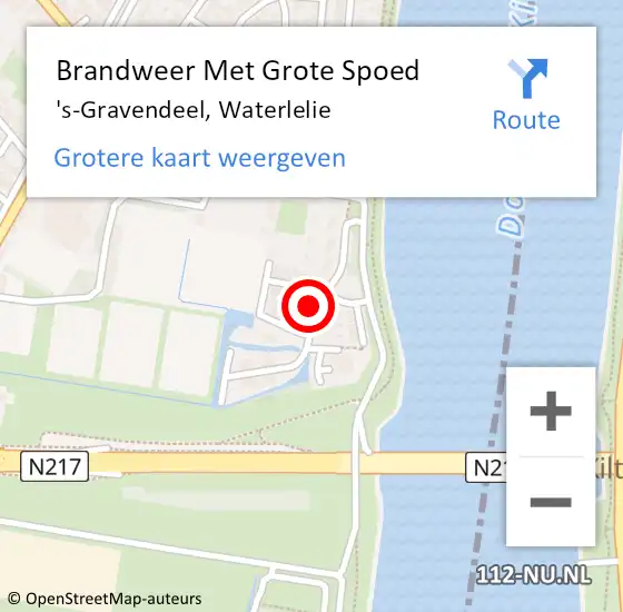 Locatie op kaart van de 112 melding: Brandweer Met Grote Spoed Naar 's-Gravendeel, Waterlelie op 3 september 2024 12:40