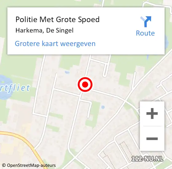 Locatie op kaart van de 112 melding: Politie Met Grote Spoed Naar Harkema, De Singel op 3 september 2024 12:44