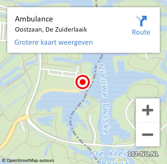 Locatie op kaart van de 112 melding: Ambulance Oostzaan, De Zuiderlaaik op 3 september 2024 13:06