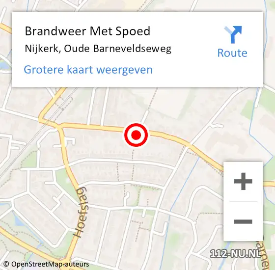 Locatie op kaart van de 112 melding: Brandweer Met Spoed Naar Nijkerk, Oude Barneveldseweg op 3 september 2024 13:08