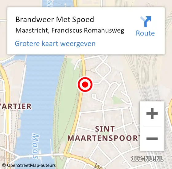 Locatie op kaart van de 112 melding: Brandweer Met Spoed Naar Maastricht, Franciscus Romanusweg op 3 september 2024 13:22