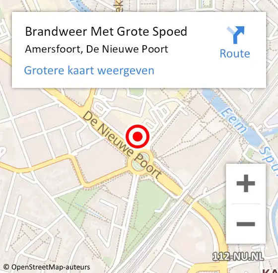 Locatie op kaart van de 112 melding: Brandweer Met Grote Spoed Naar Amersfoort, De Nieuwe Poort op 3 september 2024 13:22