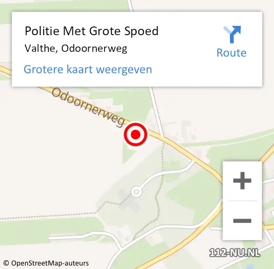 Locatie op kaart van de 112 melding: Politie Met Grote Spoed Naar Valthe, Odoornerweg op 3 september 2024 13:35