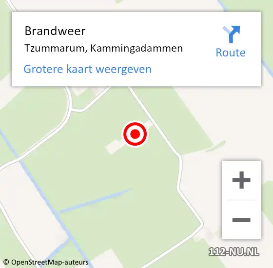 Locatie op kaart van de 112 melding: Brandweer Tzummarum, Kammingadammen op 3 september 2024 13:49