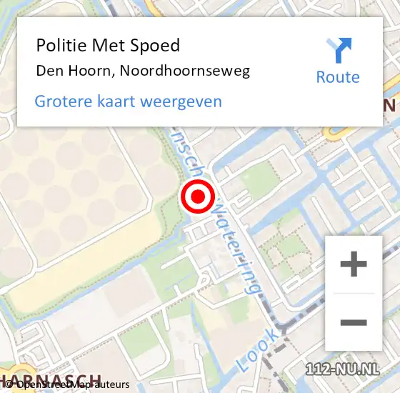 Locatie op kaart van de 112 melding: Politie Met Spoed Naar Den Hoorn, Noordhoornseweg op 3 september 2024 13:56