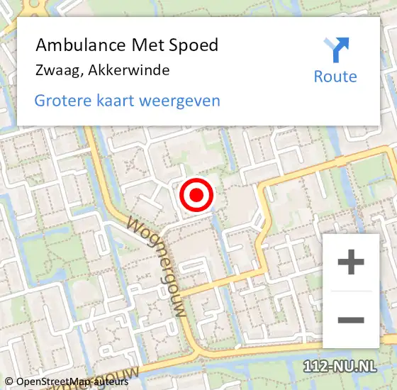 Locatie op kaart van de 112 melding: Ambulance Met Spoed Naar Zwaag, Akkerwinde op 3 september 2024 14:08