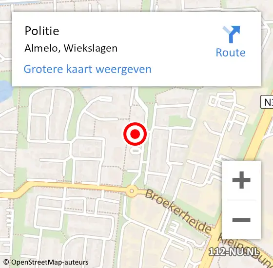 Locatie op kaart van de 112 melding: Politie Almelo, Wiekslagen op 3 september 2024 14:23