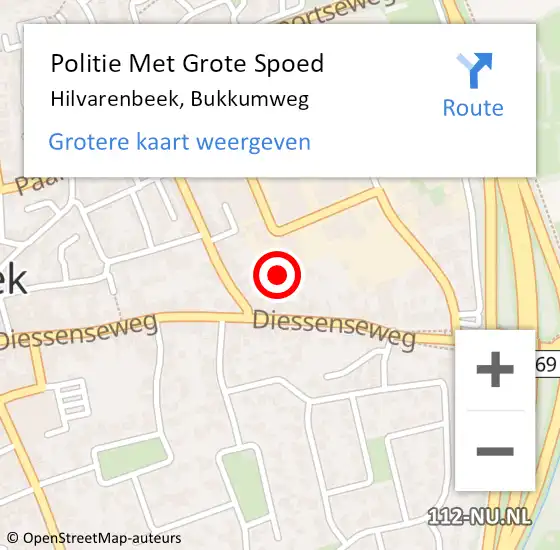 Locatie op kaart van de 112 melding: Politie Met Grote Spoed Naar Hilvarenbeek, Bukkumweg op 3 september 2024 14:38