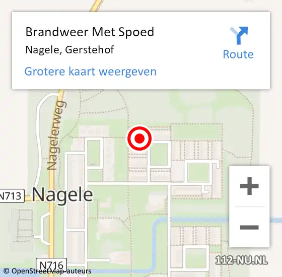 Locatie op kaart van de 112 melding: Brandweer Met Spoed Naar Nagele, Gerstehof op 3 september 2024 14:55