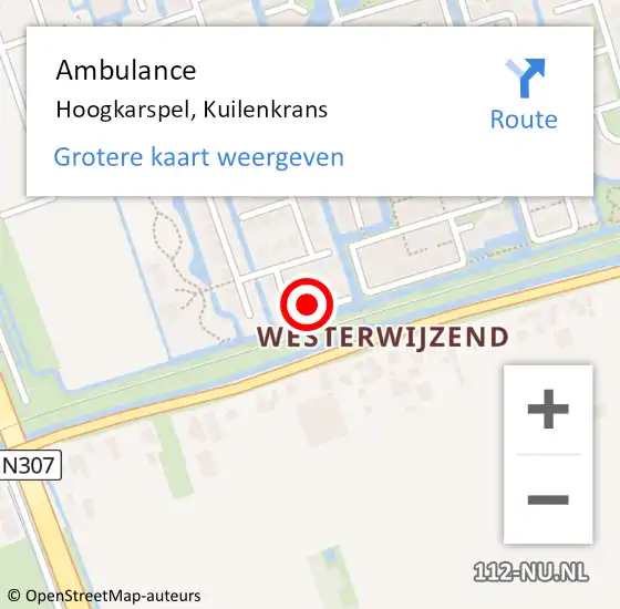 Locatie op kaart van de 112 melding: Ambulance Hoogkarspel, Kuilenkrans op 3 september 2024 15:02