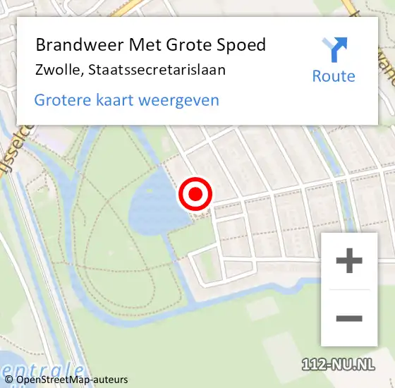 Locatie op kaart van de 112 melding: Brandweer Met Grote Spoed Naar Zwolle, Staatssecretarislaan op 3 september 2024 15:04