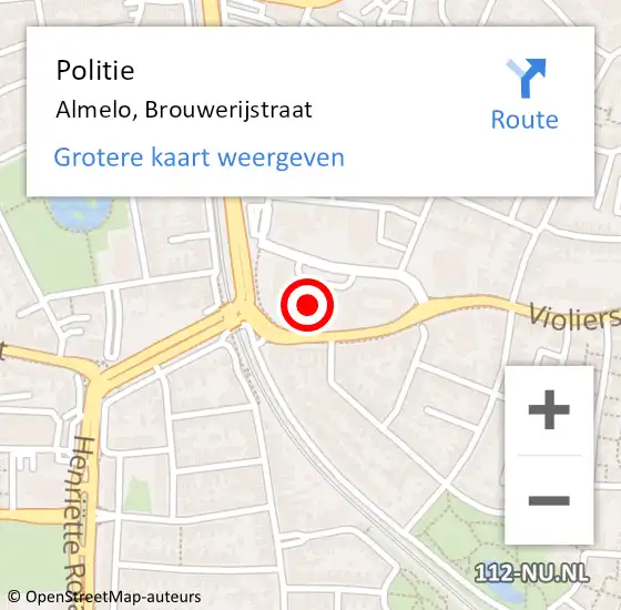 Locatie op kaart van de 112 melding: Politie Almelo, Brouwerijstraat op 3 september 2024 15:27