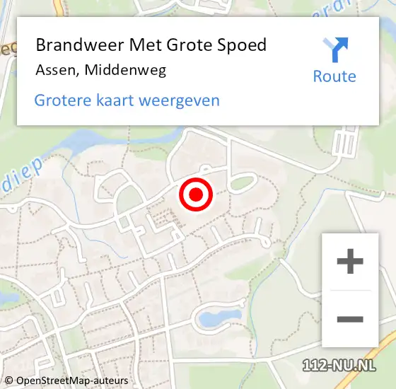 Locatie op kaart van de 112 melding: Brandweer Met Grote Spoed Naar Assen, Middenweg op 3 september 2024 15:33