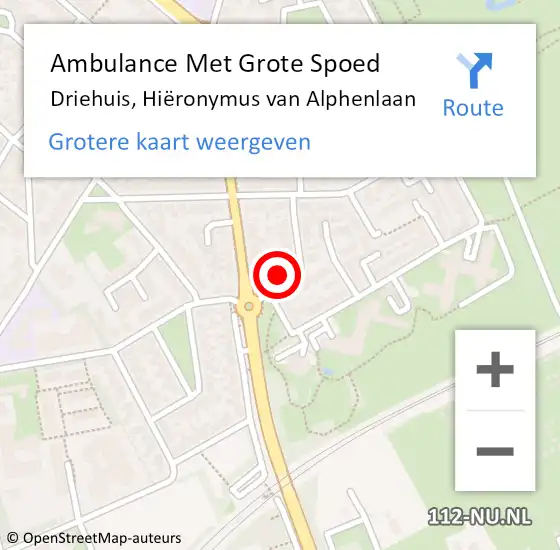 Locatie op kaart van de 112 melding: Ambulance Met Grote Spoed Naar Driehuis, Hiëronymus van Alphenlaan op 3 september 2024 15:35