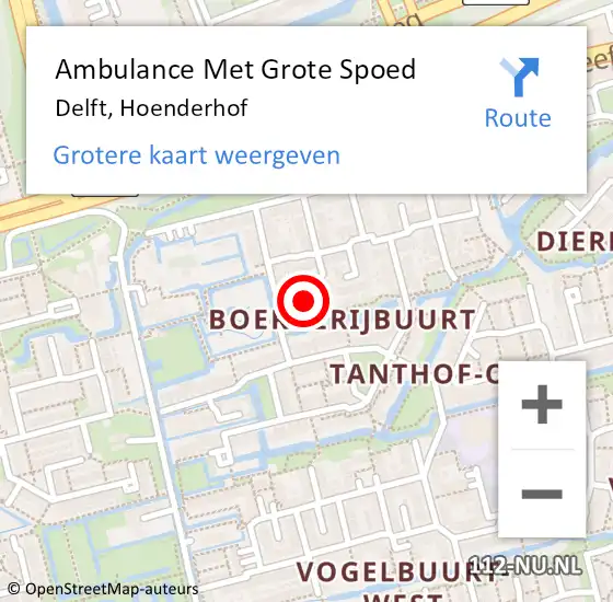 Locatie op kaart van de 112 melding: Ambulance Met Grote Spoed Naar Delft, Hoenderhof op 3 september 2024 15:50