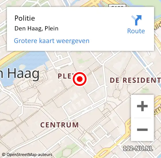 Locatie op kaart van de 112 melding: Politie Den Haag, Plein op 3 september 2024 15:59