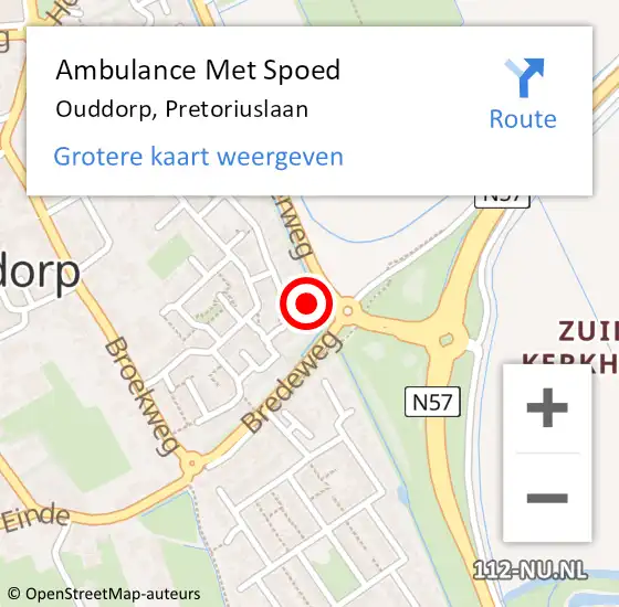 Locatie op kaart van de 112 melding: Ambulance Met Spoed Naar Ouddorp, Pretoriuslaan op 3 september 2024 16:07