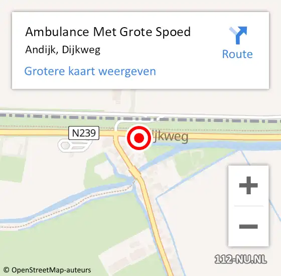 Locatie op kaart van de 112 melding: Ambulance Met Grote Spoed Naar Andijk, Dijkweg op 3 september 2024 16:10