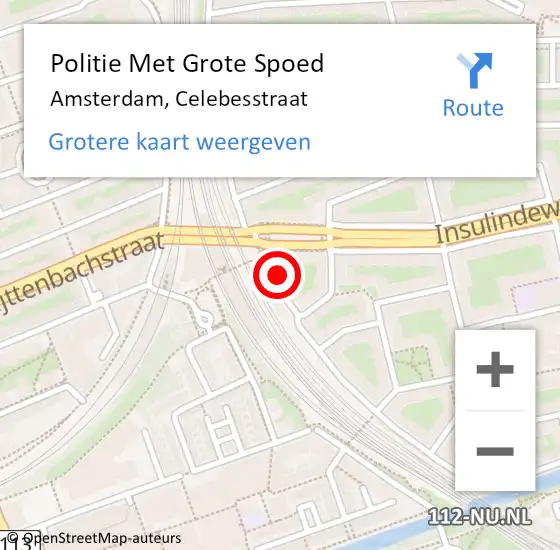 Locatie op kaart van de 112 melding: Politie Met Grote Spoed Naar Amsterdam, Celebesstraat op 3 september 2024 16:11