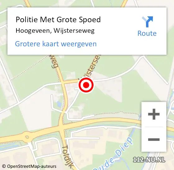 Locatie op kaart van de 112 melding: Politie Met Grote Spoed Naar Hoogeveen, Wijsterseweg op 3 september 2024 16:13