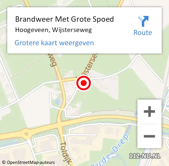 Locatie op kaart van de 112 melding: Brandweer Met Grote Spoed Naar Hoogeveen, Wijsterseweg op 3 september 2024 16:14