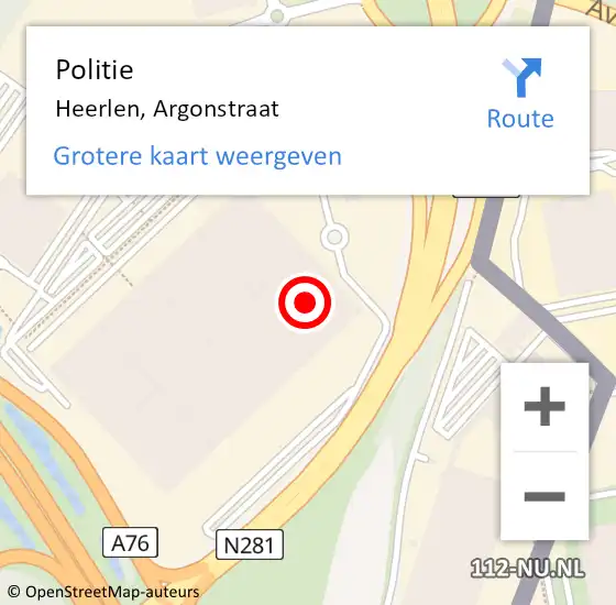 Locatie op kaart van de 112 melding: Politie Heerlen, Argonstraat op 3 september 2024 16:17