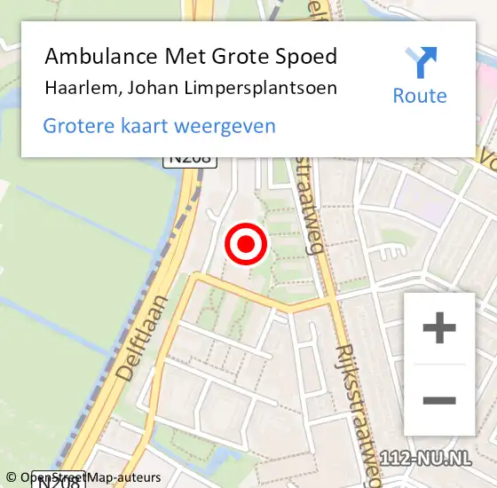 Locatie op kaart van de 112 melding: Ambulance Met Grote Spoed Naar Haarlem, Johan Limpersplantsoen op 3 september 2024 16:18