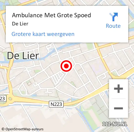 Locatie op kaart van de 112 melding: Ambulance Met Grote Spoed Naar De Lier op 3 september 2024 16:19