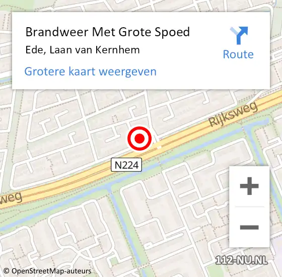 Locatie op kaart van de 112 melding: Brandweer Met Grote Spoed Naar De Steeg, Laan van Kernhem op 3 september 2024 16:35