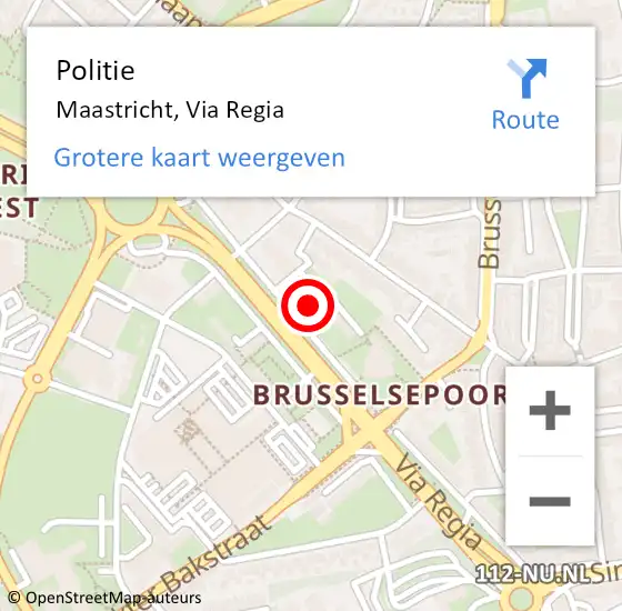 Locatie op kaart van de 112 melding: Politie Maastricht, Via Regia op 3 september 2024 16:44