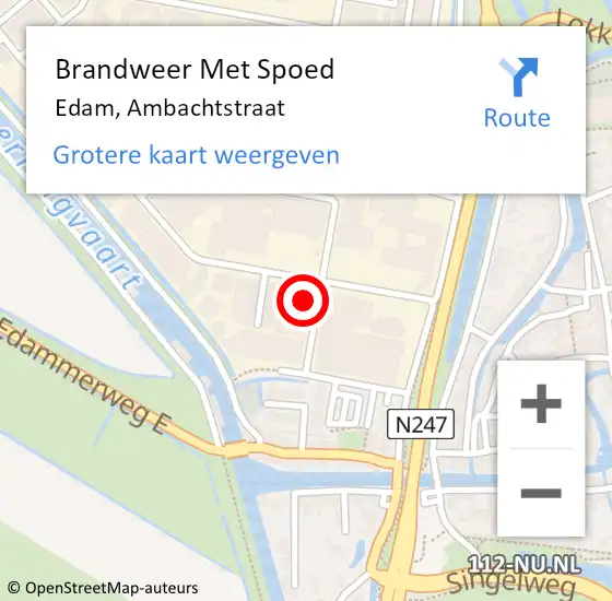 Locatie op kaart van de 112 melding: Brandweer Met Spoed Naar Edam, Ambachtstraat op 18 oktober 2014 20:22