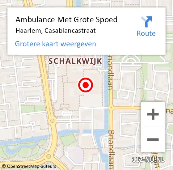 Locatie op kaart van de 112 melding: Ambulance Met Grote Spoed Naar Haarlem, Casablancastraat op 3 september 2024 17:11