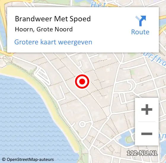 Locatie op kaart van de 112 melding: Brandweer Met Spoed Naar Hoorn, Grote Noord op 3 september 2024 17:14