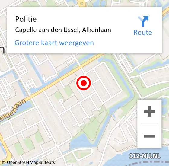 Locatie op kaart van de 112 melding: Politie Capelle aan den IJssel, Alkenlaan op 3 september 2024 17:24