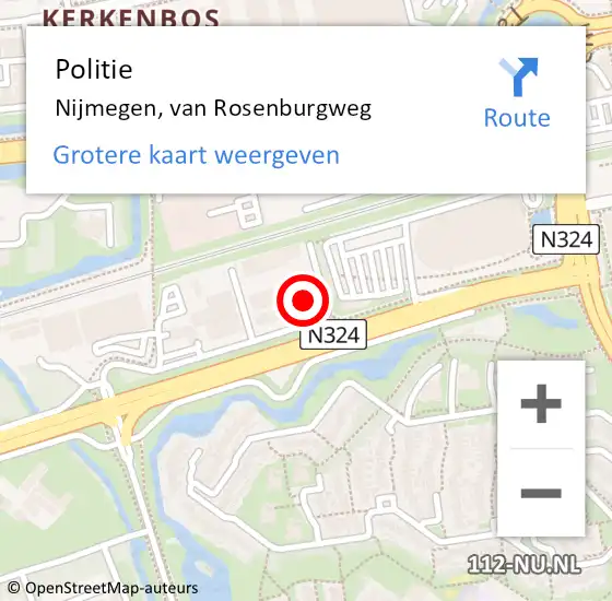 Locatie op kaart van de 112 melding: Politie Nijmegen, van Rosenburgweg op 3 september 2024 17:27