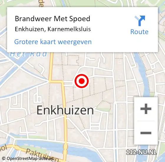 Locatie op kaart van de 112 melding: Brandweer Met Spoed Naar Enkhuizen, Karnemelksluis op 3 september 2024 17:29