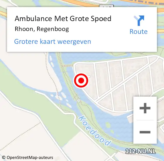 Locatie op kaart van de 112 melding: Ambulance Met Grote Spoed Naar Rhoon, Regenboog op 3 september 2024 17:33