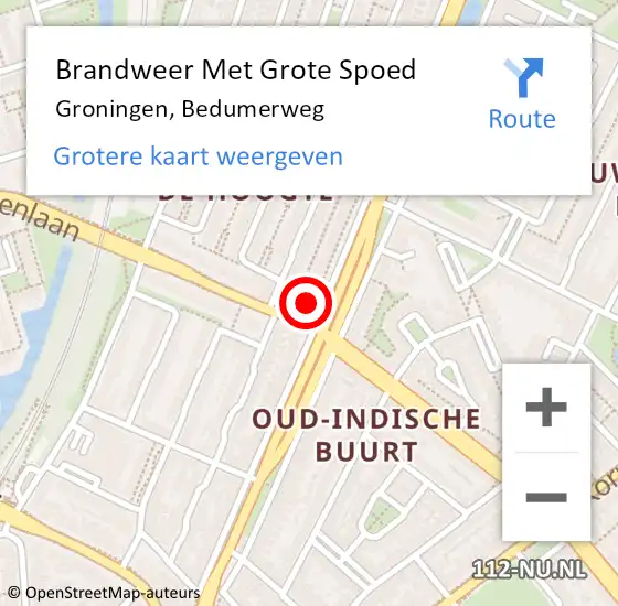 Locatie op kaart van de 112 melding: Brandweer Met Grote Spoed Naar Groningen, Bedumerweg op 3 september 2024 17:51