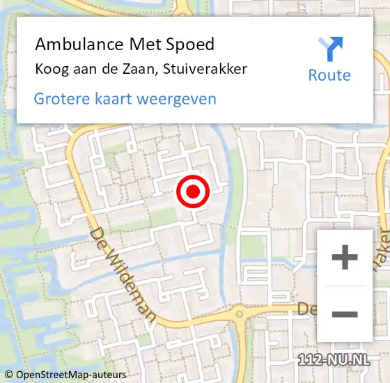 Locatie op kaart van de 112 melding: Ambulance Met Spoed Naar Koog aan de Zaan, Stuiverakker op 3 september 2024 17:54