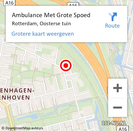 Locatie op kaart van de 112 melding: Ambulance Met Grote Spoed Naar Rotterdam, Oosterse tuin op 3 september 2024 18:04