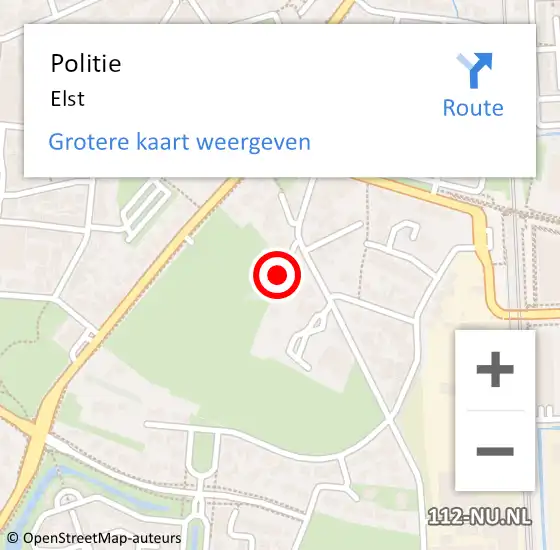 Locatie op kaart van de 112 melding: Politie Elst op 3 september 2024 18:12