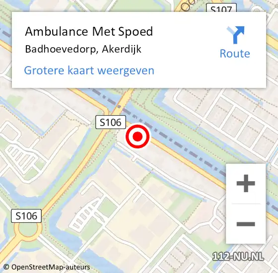 Locatie op kaart van de 112 melding: Ambulance Met Spoed Naar Badhoevedorp, Akerdijk op 3 september 2024 18:19